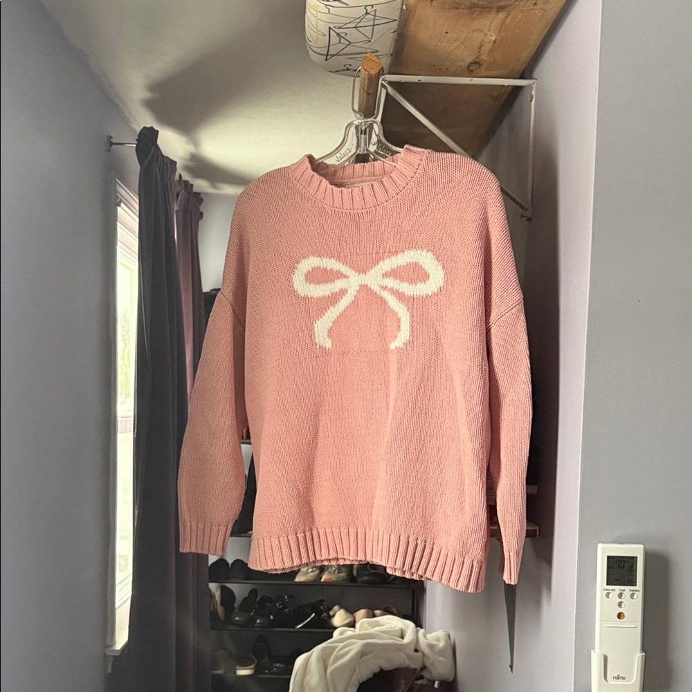 Sincerely Jules Pink Sweater with Bow Accent